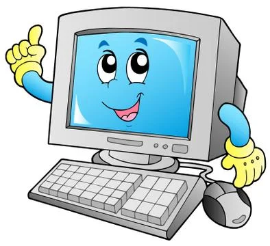 Cartoon smiling desktop computer Stock Illustration