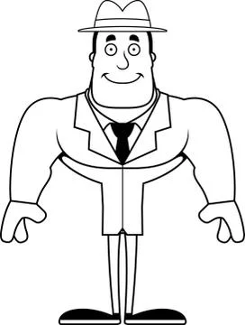 Cartoon Smiling Detective Stock Illustration