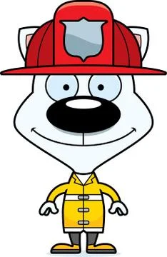Cartoon Smiling Firefighter Kitten Stock Illustration