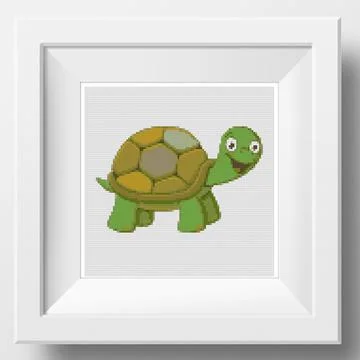 Cartoon Smiling Green Turtle Illustrazione stock