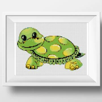 Cartoon Smiling Green Turtle Stockillustratie