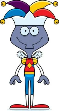 Cartoon Smiling Jester Fly Stock Illustration
