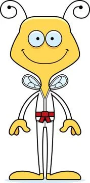 Cartoon Smiling Karate Bee Stock Illustration
