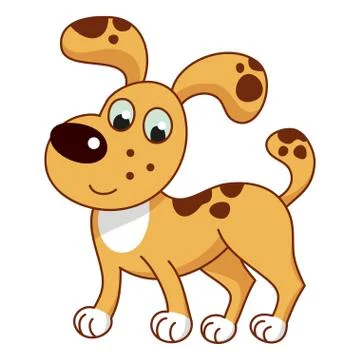 Cartoon smiling light ginger spotty puppy, cute naughty dog Stock Illustration