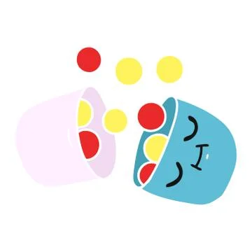 Cartoon of a smiling pill Stock Illustration