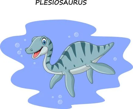 Cartoon smiling plesiosaurus Stock Illustration
