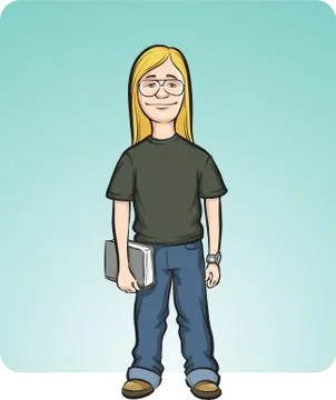 Cartoon smiling programmer Stock-Illustration