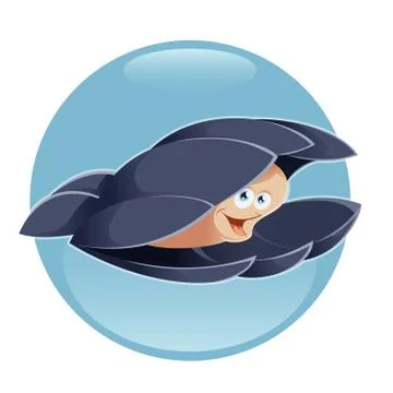 Cartoon smiling scallop Stock Illustration