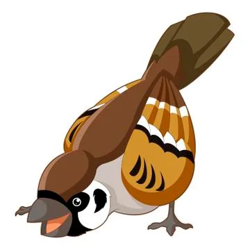 Cartoon smiling sparrow Stock Illustration