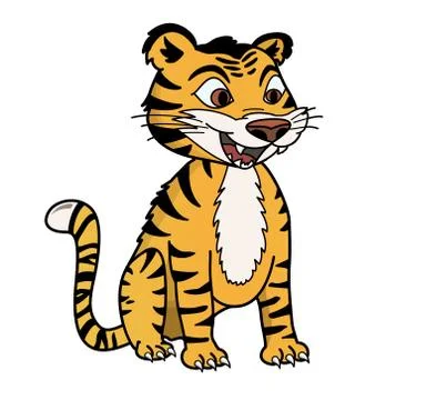 Cartoon smiling tiger on white background Stock Illustration