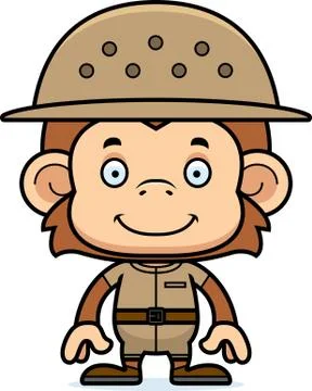 Cartoon Smiling Zookeeper Monkey Stock Illustration