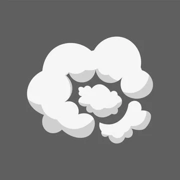 Cartoon smoke cloud. Comic stem effect. Vector fog silhouette set 스톡 일러스트