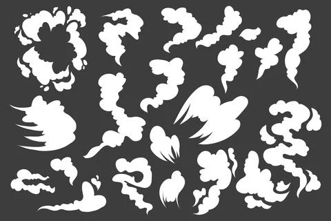 Cartoon smoke. Comic explosion, dust blow, puff and gas motion effect. Vector Illustrazione stock