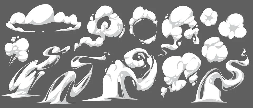Cartoon smoke effects collection for comic design Stock Illustration