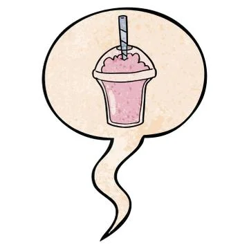 Cartoon smoothie and speech bubble in retro texture style Stock Illustration