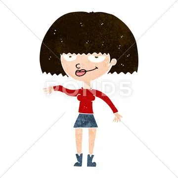Cartoon smug woman making dismissive gesture Stock Illustration