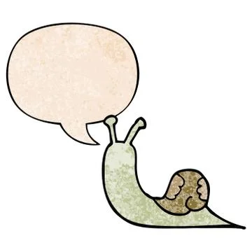 Cartoon snail and speech bubble in retro texture style Stock Illustration