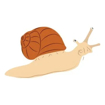 Cartoon snail with a large brown shell and extended antennae 스톡 일러스트