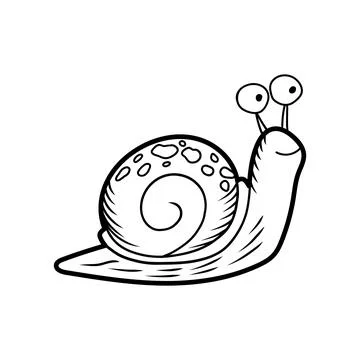 Cartoon snail sliding with spiral shell and big eyes Stock Illustration
