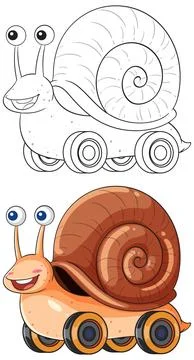 Cartoon Snail with Wheels Vector Illustration Stock Illustration