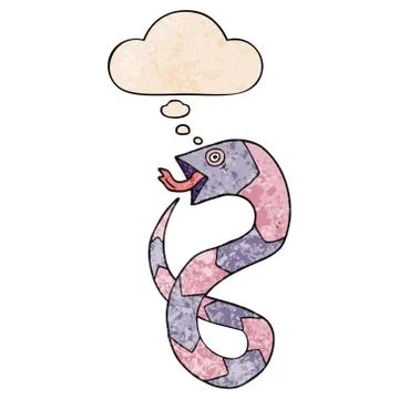 Cartoon snake and thought bubble in grunge texture pattern style イラスト素材