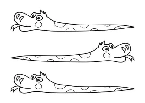 Cartoon snake with kind muzzle, coloring book 스톡 일러스트