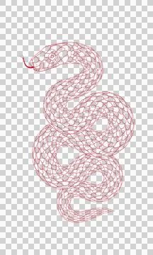 Cartoon snake pattern with red line stroke Illustrazione stock