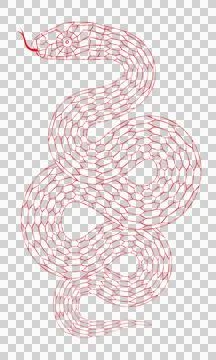 Cartoon snake pattern with red line stroke 库存插图