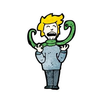 Cartoon snake strangling man 스톡 일러스트