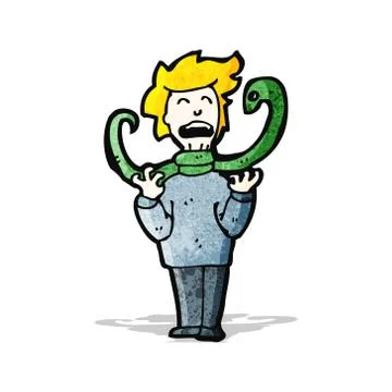 Cartoon snake strangling man 스톡 일러스트
