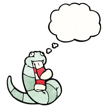 Cartoon snake with thought bubble Illustrazione stock