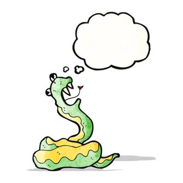 Cartoon snake with thought bubble Illustrazione stock