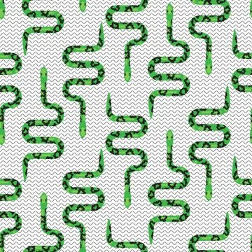 Cartoon snake on white seamless pattern vector Illustrazione stock