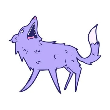 Cartoon snapping wolf in bright neon color Stock Illustration