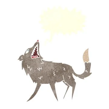 Cartoon snapping wolf with speech bubble Illustrazione stock