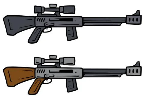 Cartoon sniper rifles vector weapon icons Stock Illustration