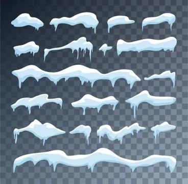 Cartoon snow caps set Stock Illustration