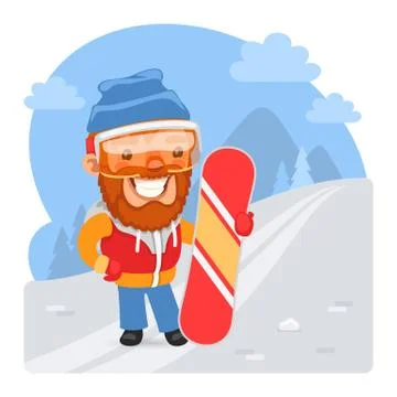 Cartoon Snowboard Instructor Stock Illustration
