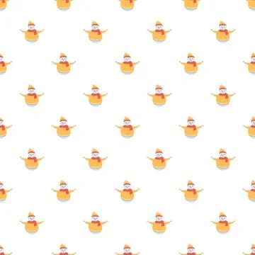 Cartoon snowman pattern creating a winter holiday design Stock Illustration