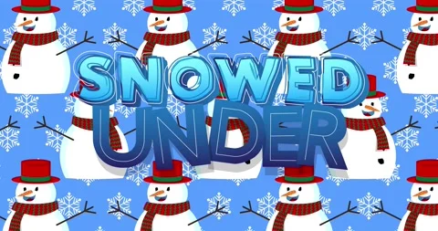 Cartoon Snowman Pattern with Snowed Under text Stock Footage 229231354