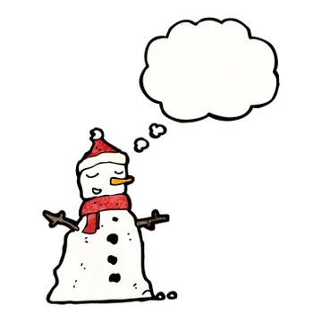 Cartoon snowman with thought bubble Illustrazione stock