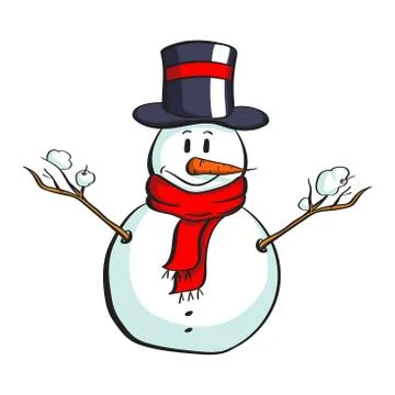 Cartoon Snowman On White Stock Illustration
