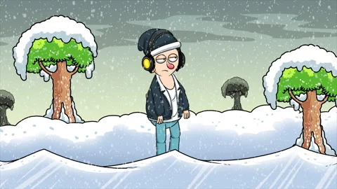 Cartoon Snowy Day Stock Footage 283909366