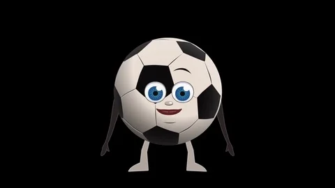 Cartoon Soccer Ball Pointer Right Bad Animation with Alpha Channel Stockbeeldmateriaal 82486650
