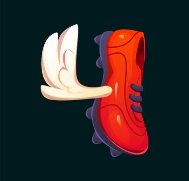 Cartoon soccer player boot font number 4 four Stock Illustration