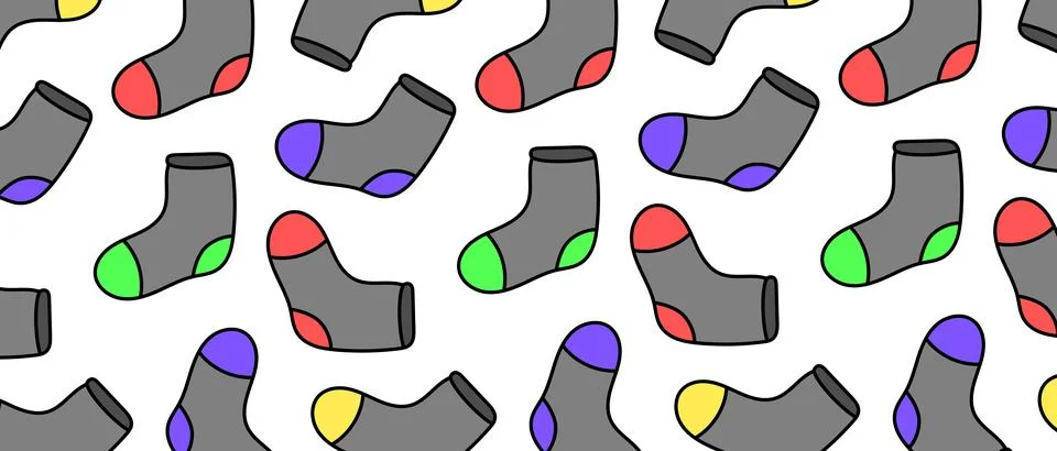Cartoon socks pattern vector illustration. Background with socks. Stock Illustration