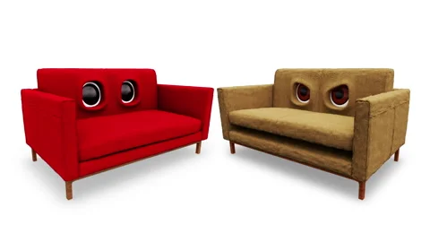 Cartoon Sofa Talking Looped White Background Stock Footage 232133645