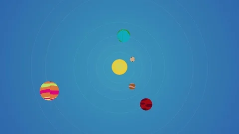 Cartoon Solar System, Blue Background Stock Footage 114137623
