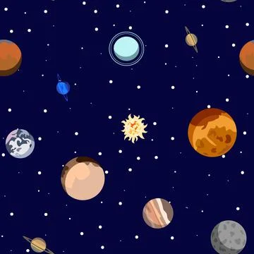 Cartoon solar system planets. Astronomical observatory small planet pluto, ve Stock Illustration