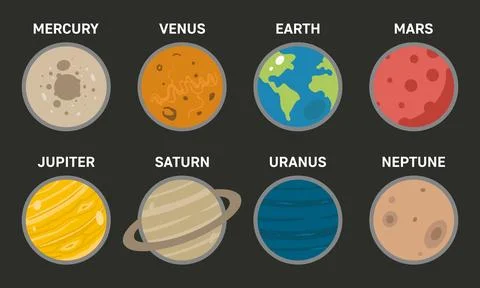 Cartoon solar system vector planets. Illustrazione stock